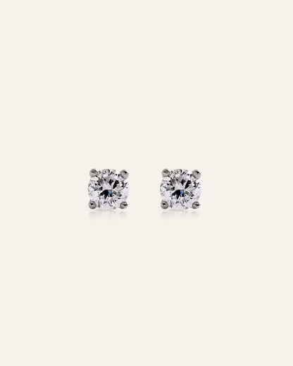 14K Gold Lab Grown Diamond Round Tiny Flat Back Stud - Pair - US 0790