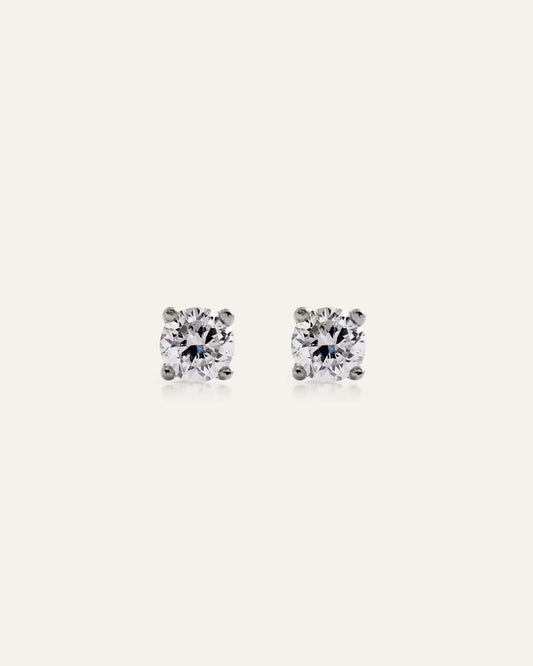 14K Gold Lab Grown Diamond Round Tiny Flat Back Stud - Pair - US 0790