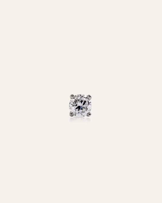 14K Gold Lab Grown Diamond Round Tiny Flat Back Stud - Single - US 6002