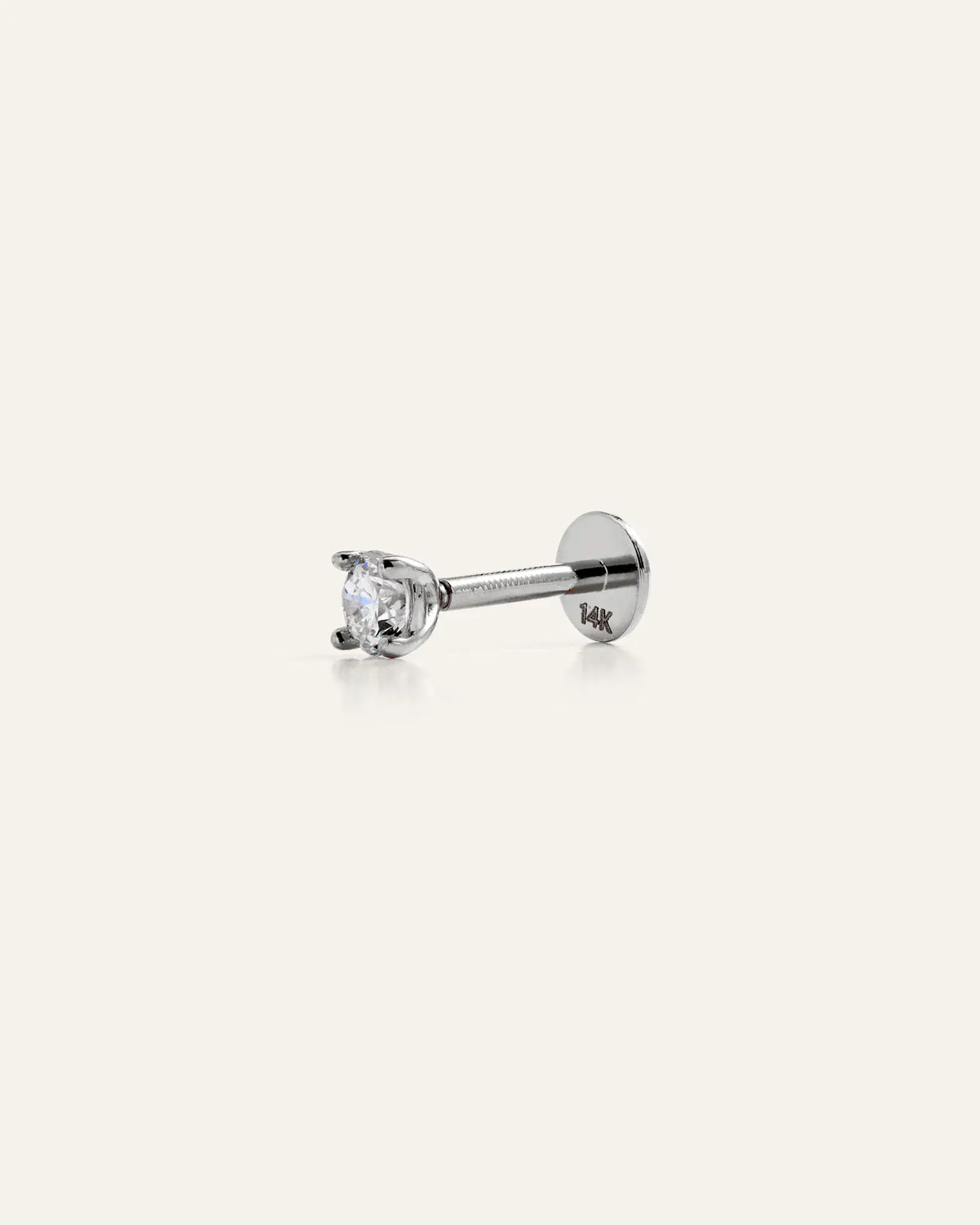 14K Gold Lab Grown Diamond Round Tiny Flat Back Stud - Pair - US 0790