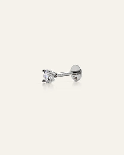 14K Gold Lab Grown Diamond Round Tiny Flat Back Stud - Pair - US 0790