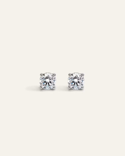 14K Gold Lab Grown Diamond Four-Prong Solitaire Studs - 1.5ctw - US 6634