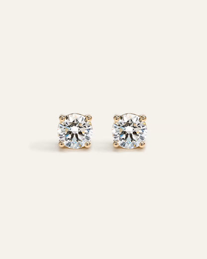 14K Gold Lab Grown Diamond Four-Prong Solitaire Studs - 2.5ctw - US 0719