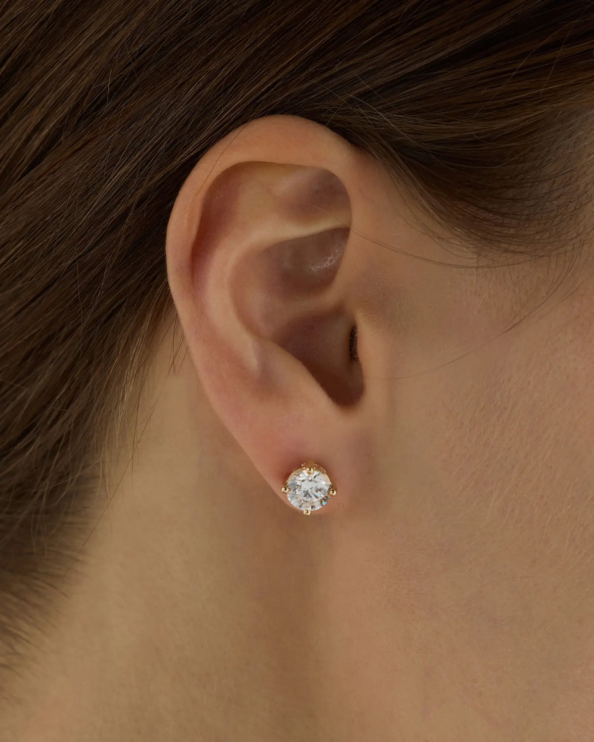 14K Gold Lab Grown Diamond Four-Prong Solitaire Studs - 2.5ctw - US 0719