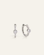 14K Gold Lab Grown Diamond Bezel Pave Tiny Huggies - US 0316