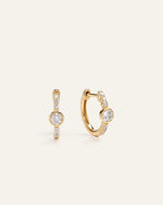 14K Gold Lab Grown Diamond Bezel Pave Tiny Huggies - US 3843