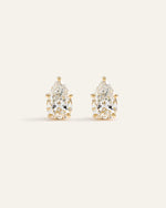 14K Gold Lab Grown Diamond Statement Pear Studs - 6ctw - US 0450