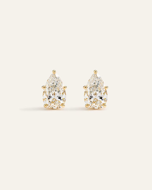 14K Gold Lab Grown Diamond Statement Pear Studs - 6ctw - US 0450