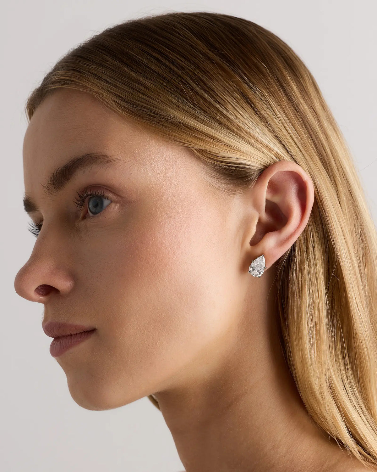 14K Gold Lab Grown Diamond Statement Pear Studs - 6ctw - US 7770