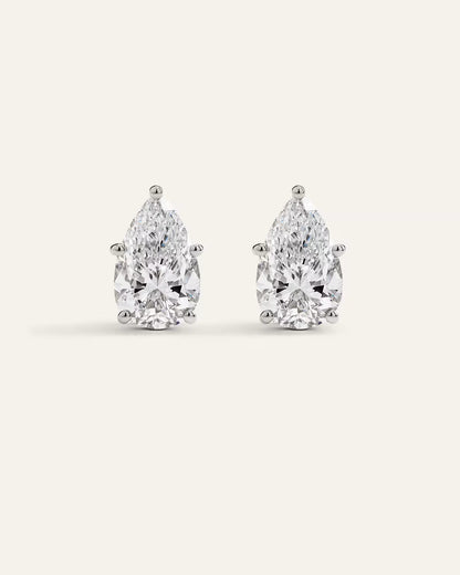 14K Gold Lab Grown Diamond Statement Pear Studs - 10ctw - US 1454