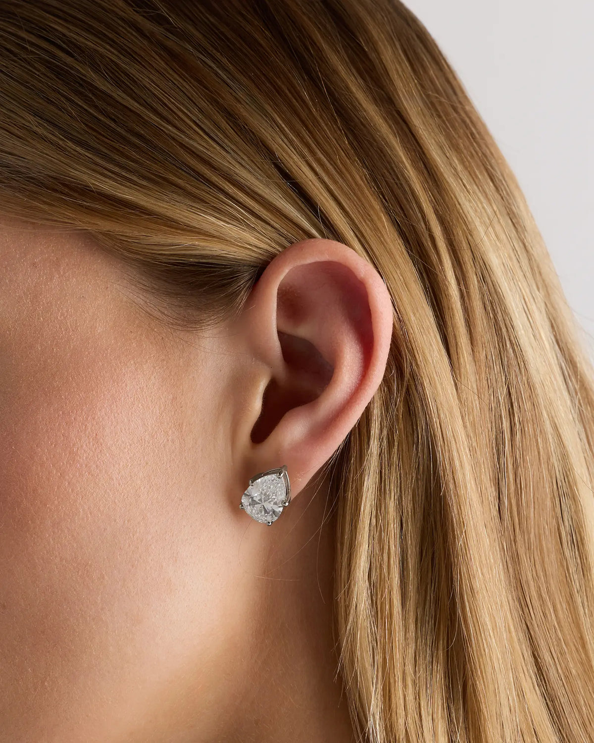 14K Gold Lab Grown Diamond Statement Pear Studs - 10ctw - US 1454