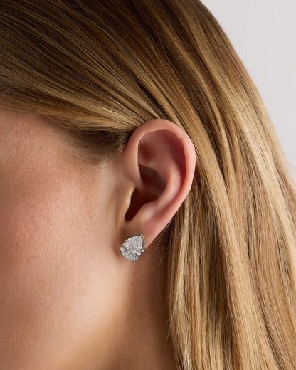 14K Gold Lab Grown Diamond Statement Pear Studs - 10ctw - US 1454