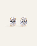 14K Gold Lab Grown Diamond Statement Oval Studs - 6ctw - US 8016