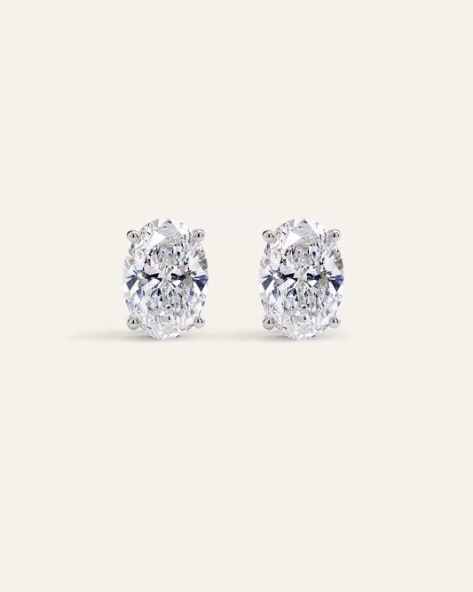 14K Gold Lab Grown Diamond Statement Oval Studs - 6ctw - US 8187