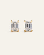 14K Gold Lab Grown Diamond Statement Emerald Studs - 6ctw - US 5029