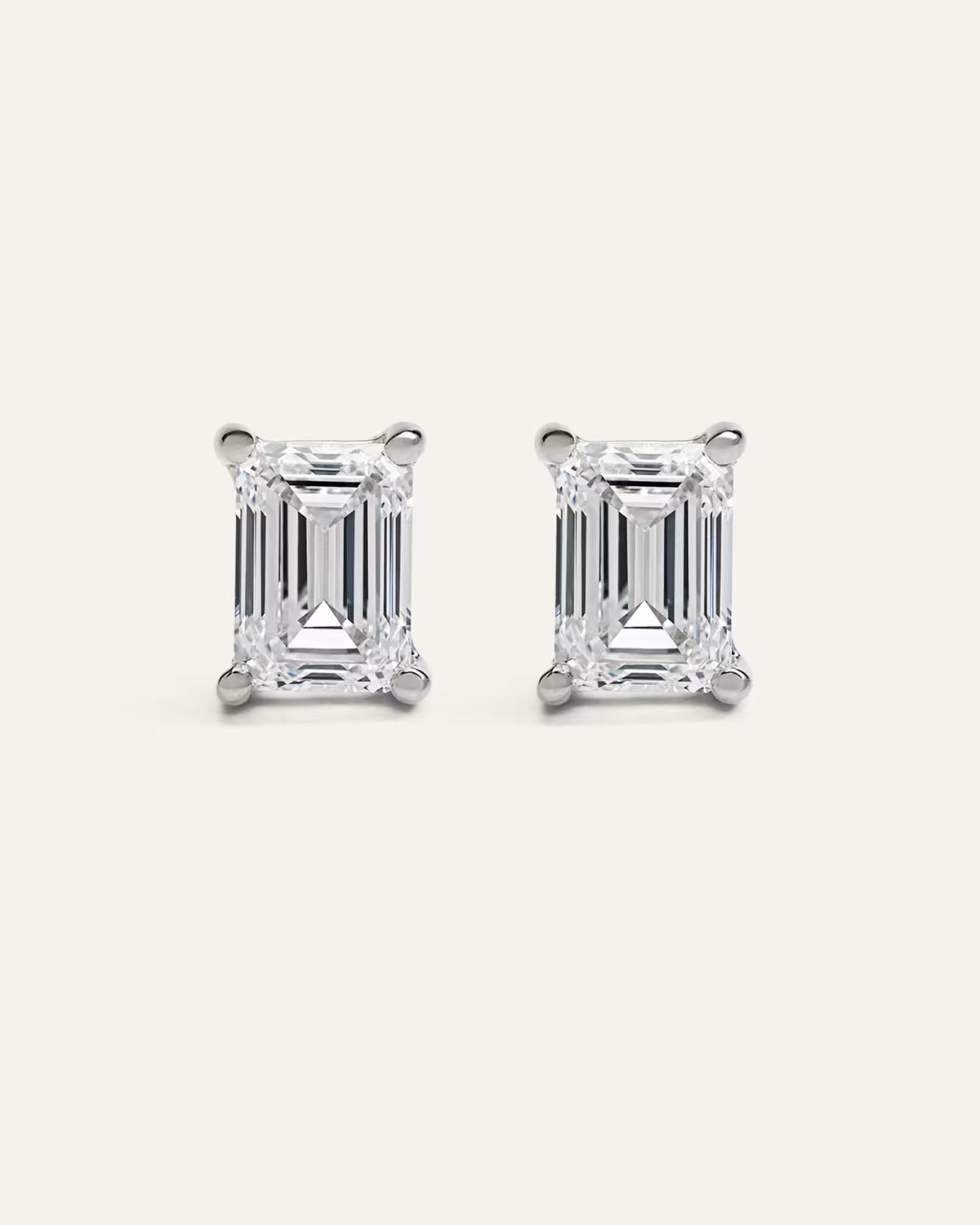 14K Gold Lab Grown Diamond Statement Emerald Studs - 8ctw - US 6084