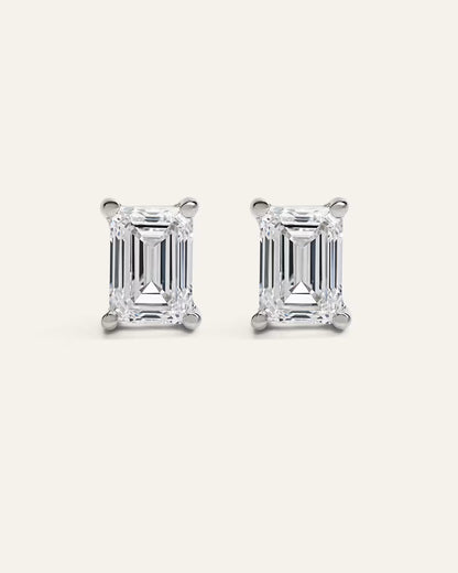 14K Gold Lab Grown Diamond Statement Emerald Studs - 8ctw - US 6084