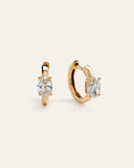 14K Gold Lab Grown Diamond Oval Solitaire Huggies - 1ctw - US 2673