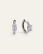 14K Gold Lab Grown Diamond Oval Solitaire Huggies - 1ctw - US 0487