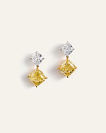14K Gold Yellow Lab Grown Diamond Cushion Drop Earrings - US 2639