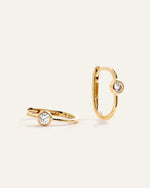 14K Gold Lab Grown Diamond Solitaire U Hoops - US 7907