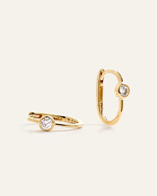 14K Gold Lab Grown Diamond Solitaire U Hoops - US 7907