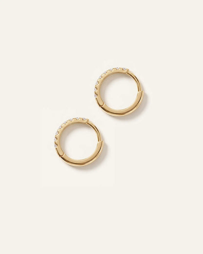 14K Gold Pave Diamond Second Piercing Tiny Huggie - Pair - US 2332
