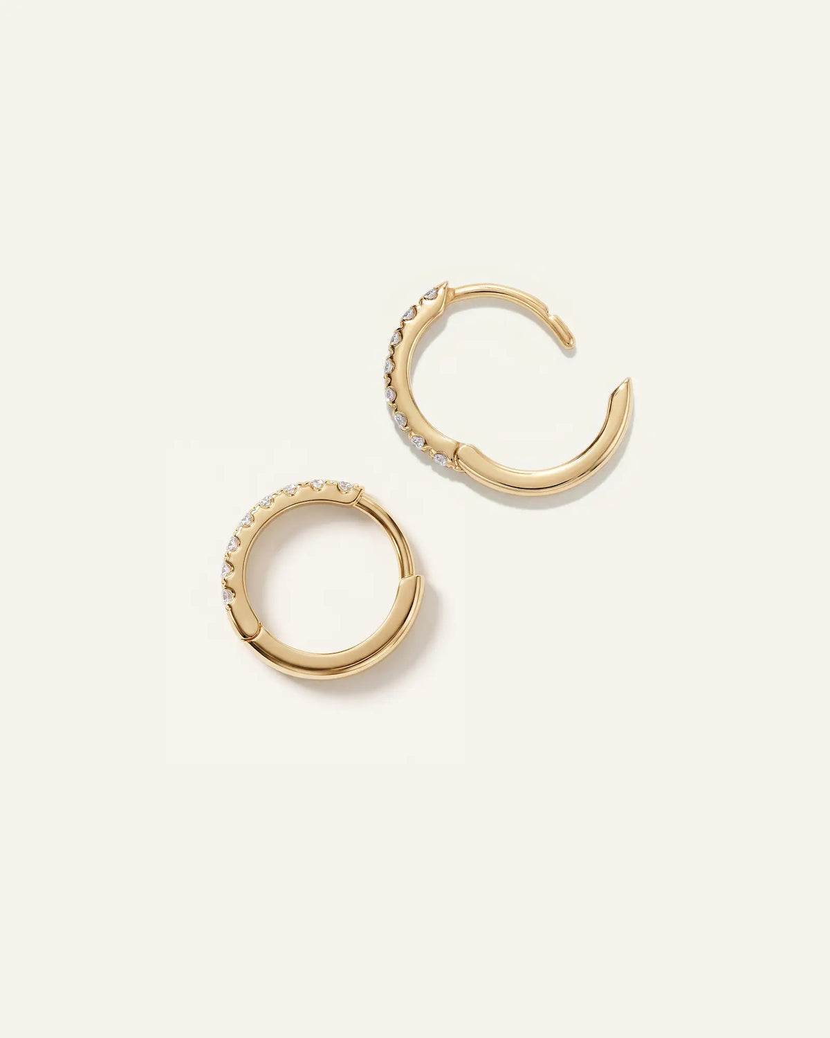 14K Gold Pave Diamond Second Piercing Tiny Huggie - Pair - US 2332