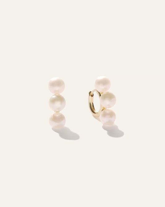 Triple Freshwater Pearl Hoops - US 2954