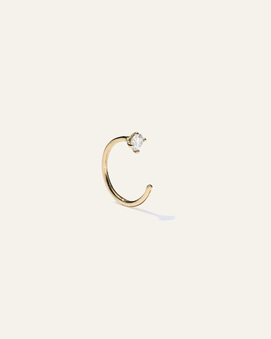 14K Gold Diamond Single Open Reverse Huggie - US 4497