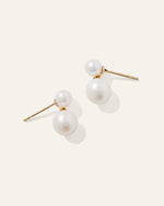 14K Gold Pearl Drop Earrings - US 0742