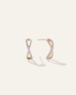 14K Gold Pave Diamond X Hoops - US 4307