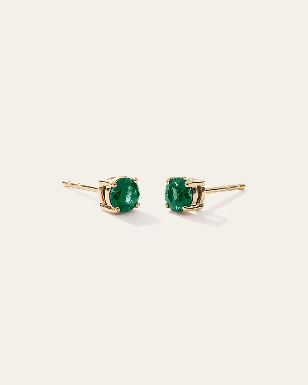 14K Gold Gemstone Solitaire Studs - US 3568