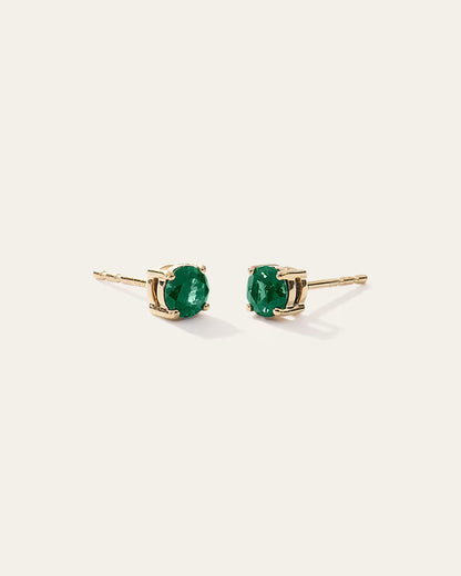 14K Gold Gemstone Solitaire Studs - US 3568