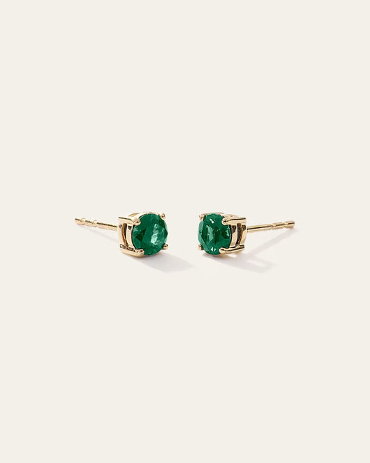 14K Gold Gemstone Solitaire Studs - US 3568