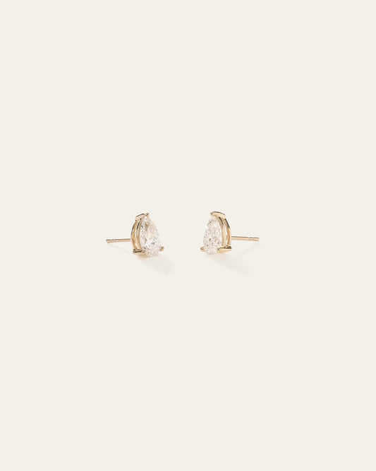 14k Gold Lab Grown Diamond Pear Solitaire Studs - 2ctw - US 5689