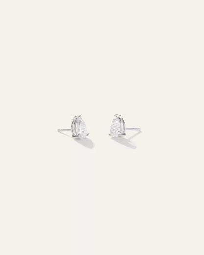 14k Gold Lab Grown Diamond Pear Solitaire Studs - 2ctw - US 3675