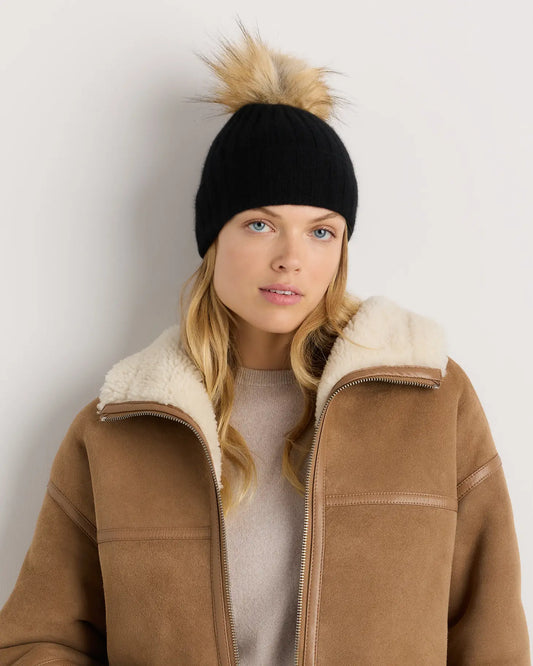 Mongolian Cashmere Pom Pom Beanie - US 8517