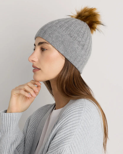 Mongolian Cashmere Pom Pom Beanie - US 6647