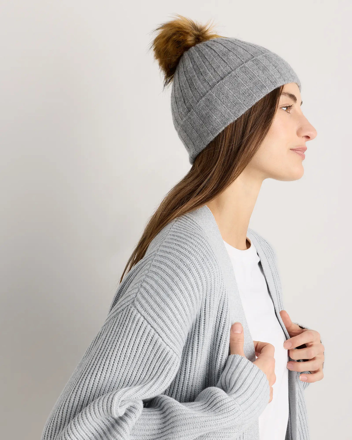 Mongolian Cashmere Pom Pom Beanie - US 6647