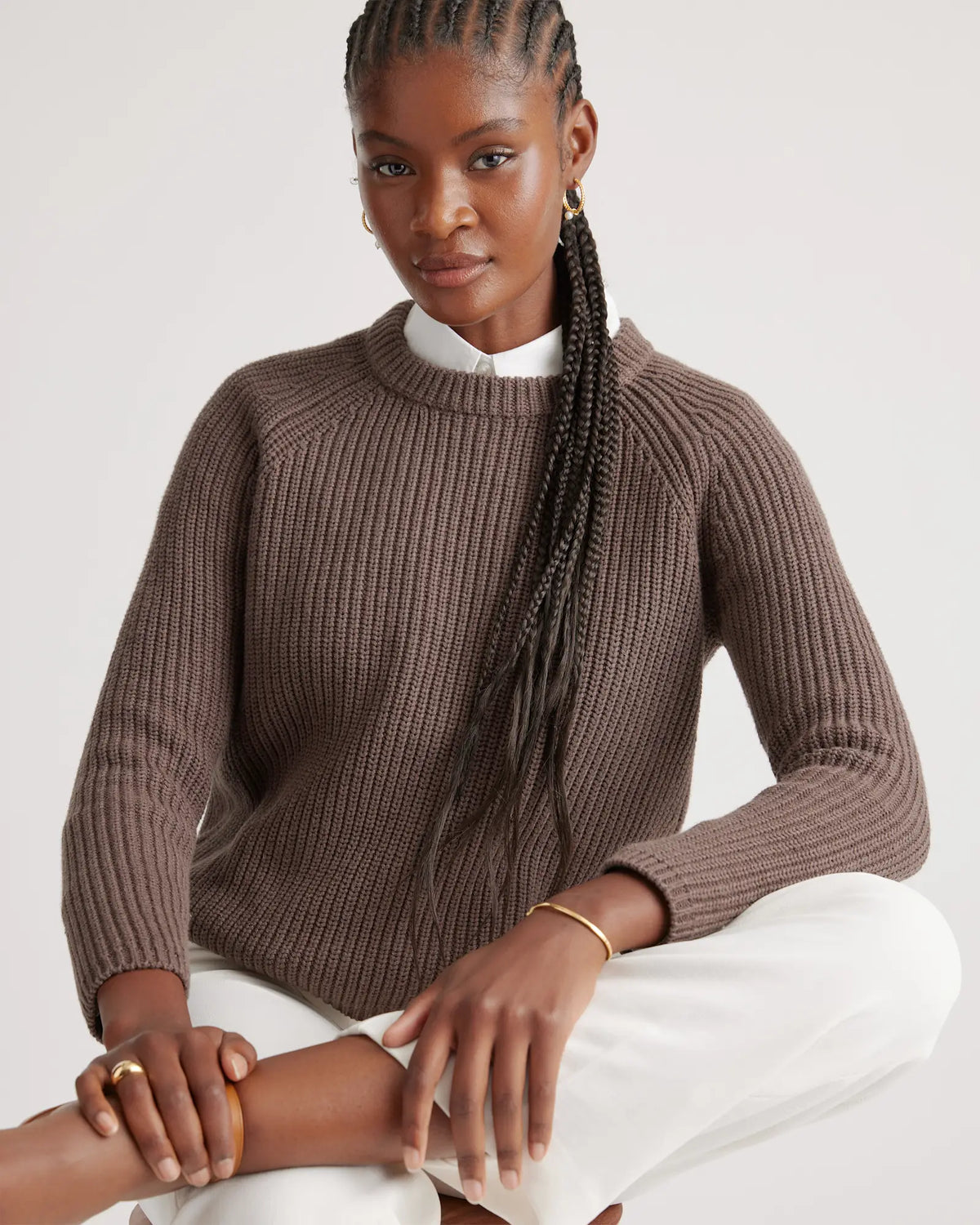 100% Organic Cotton Fisherman Crew Sweater - US 7067