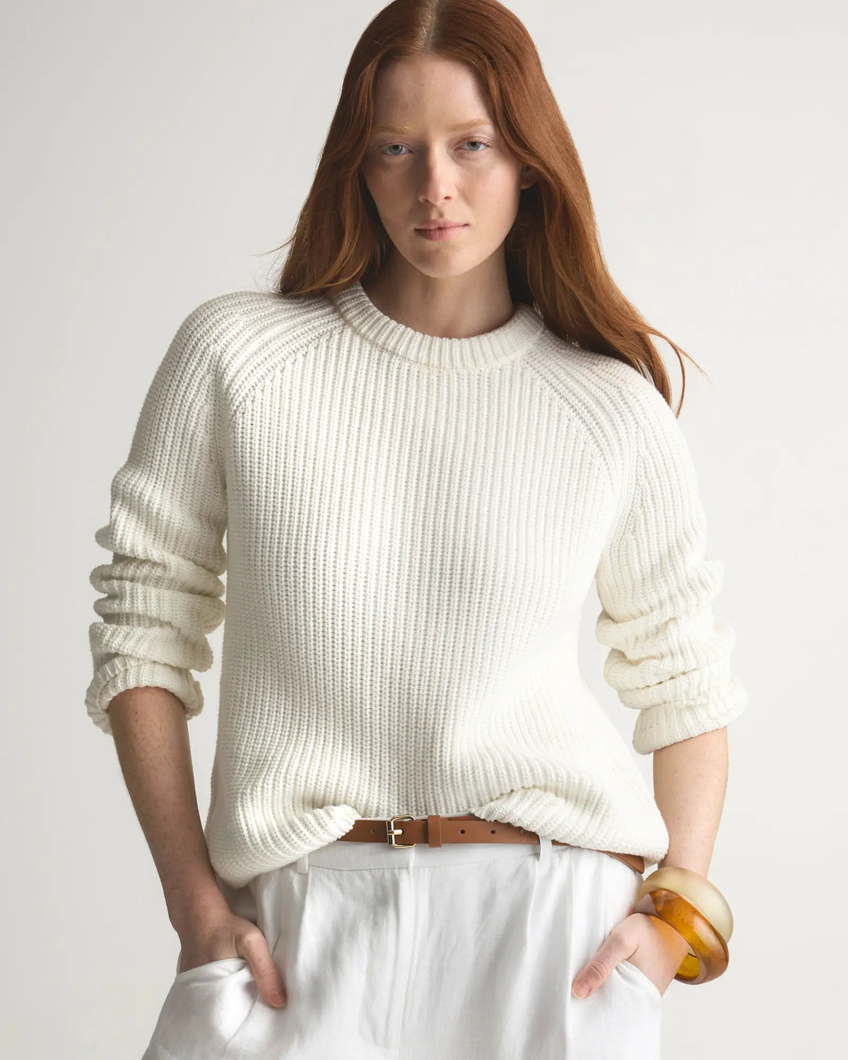 100% Organic Cotton Fisherman Crew Sweater - US 0165