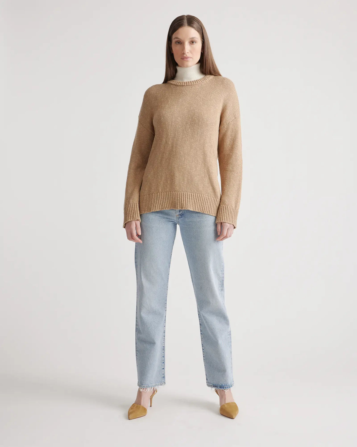 Cotton Linen Oversized Crew Sweater - US 8942