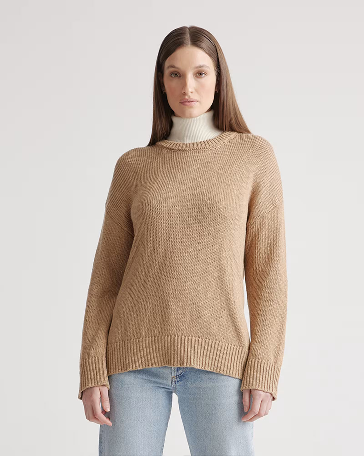 Cotton Linen Oversized Crew Sweater - US 8942
