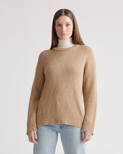 Cotton Linen Oversized Crew Sweater - US 8942