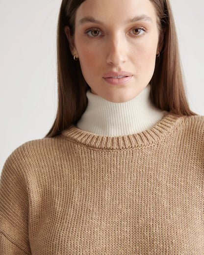 Cotton Linen Oversized Crew Sweater - US 8942