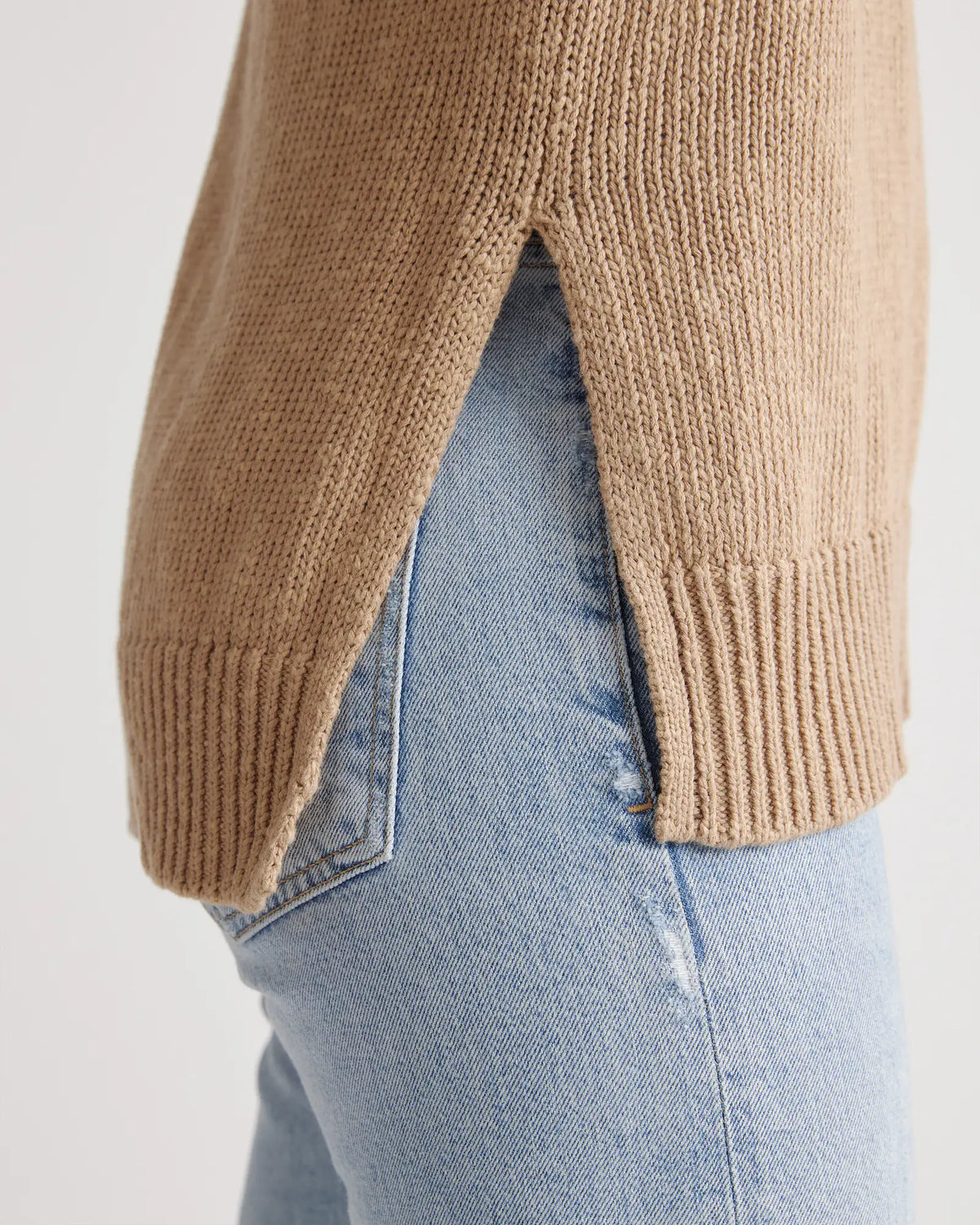 Cotton Linen Oversized Crew Sweater - US 8942