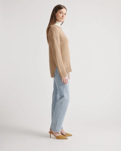 Cotton Linen Oversized Crew Sweater - US 8942