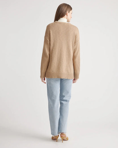 Cotton Linen Oversized Crew Sweater - US 8942