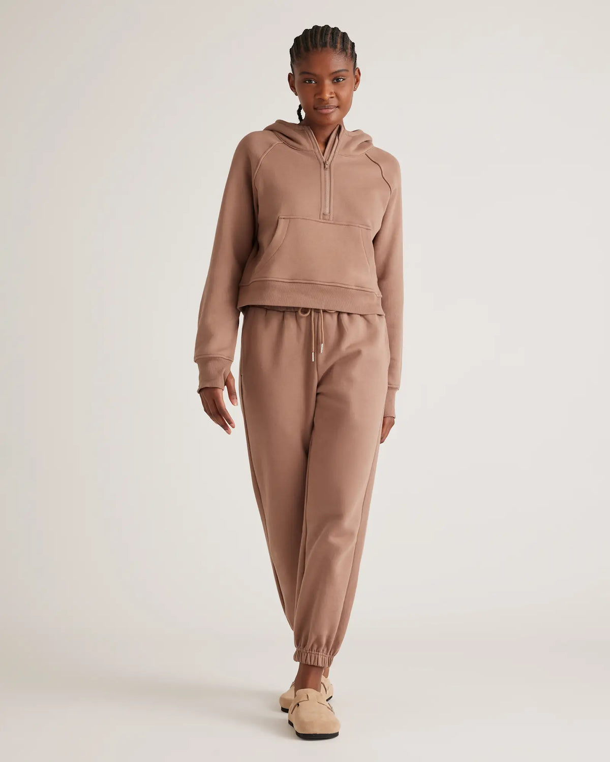Organic Heavyweight Fleece Cropped Half Zip Hoodie - US 9320